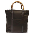 Gucci Convertible Bamboo Zip Tote Nylon Brown Nylon Tote Bag Bag (Pre-Owned)