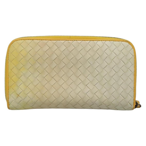 Bottega Veneta Intrecciato Long Zip  Wallet Leather Beige Leather Wallets Accessory (Pre-Owned)