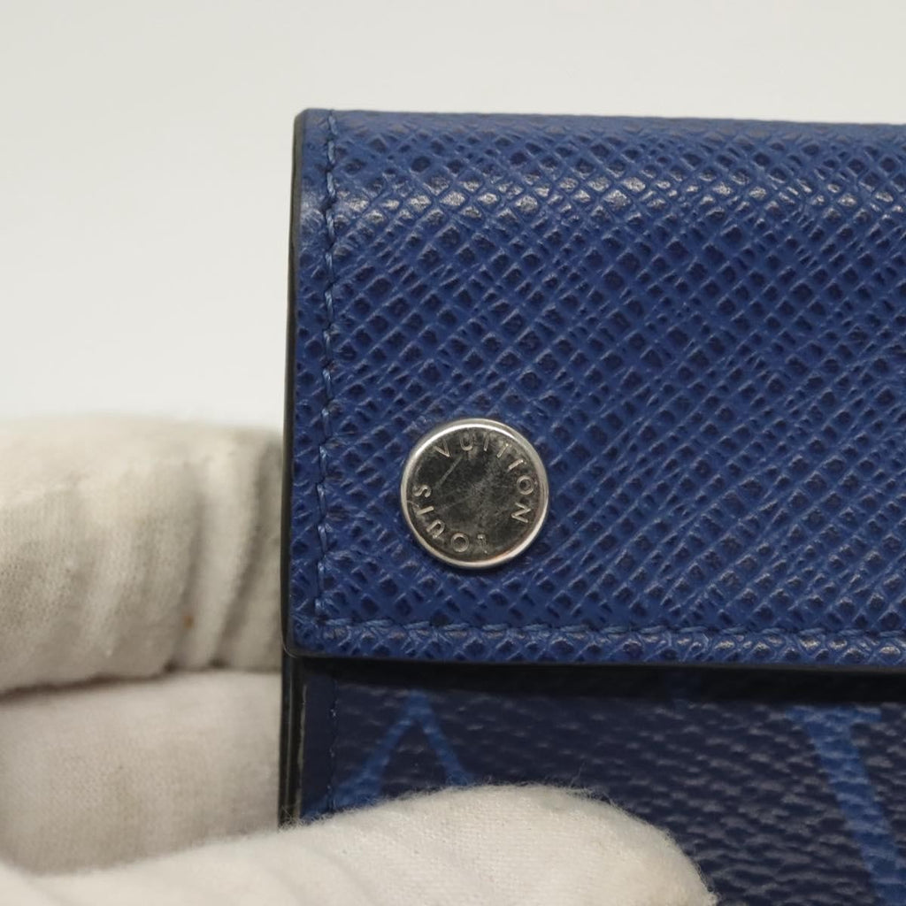 Louis Vuitton Discovery Wallet Monogram Taigarama Blue Leather Wallets Accessory (Pre-Owned)