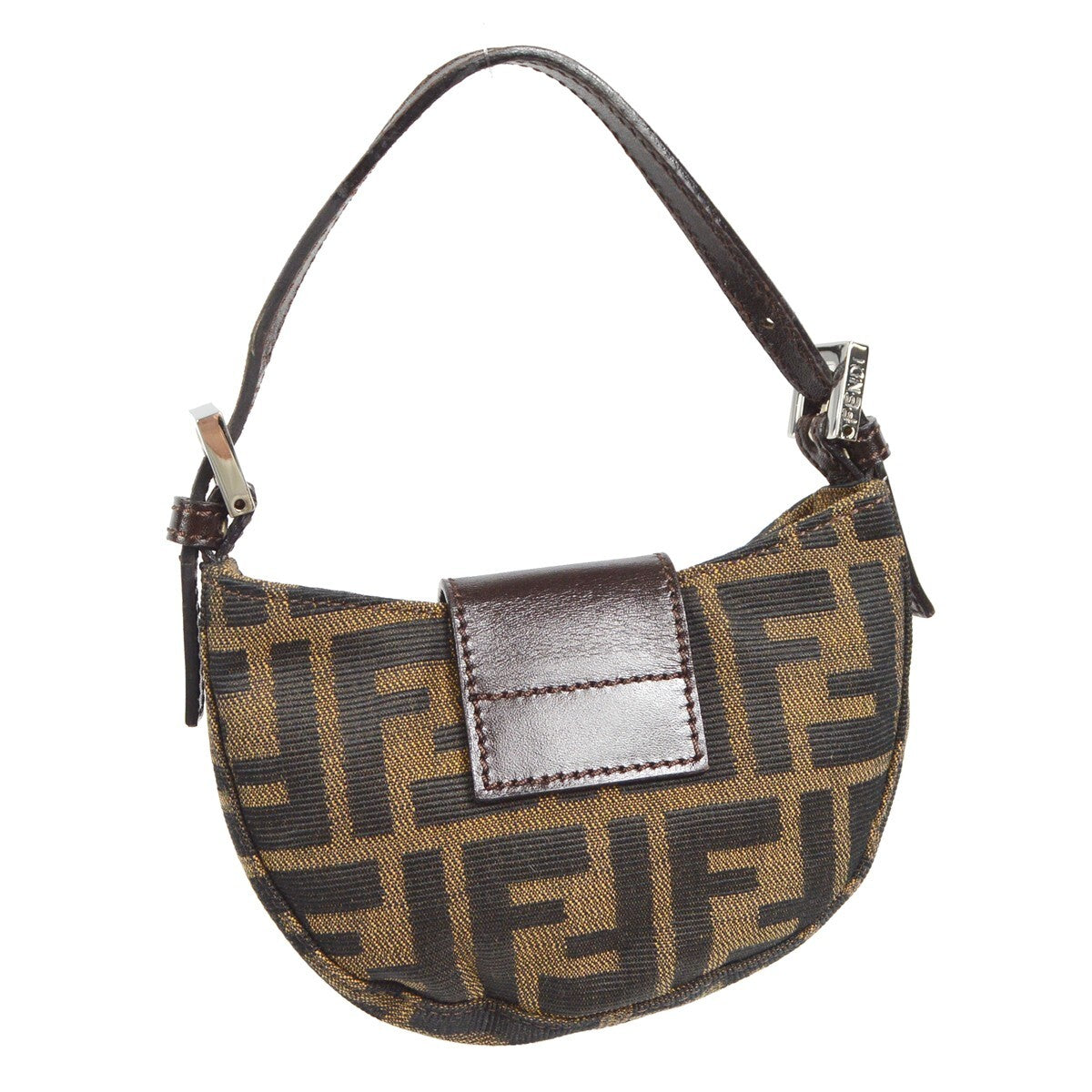 Fendi Vintage Croissant Bag Zucca Canvas Brown Canvas Handbag (Pre-Owned)