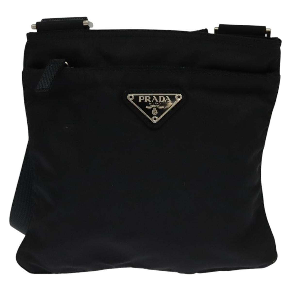 Prada Front Pocket Messenger Bag Tessuto Black Nylon Shoulder Bag Bag (Pre-Owned)