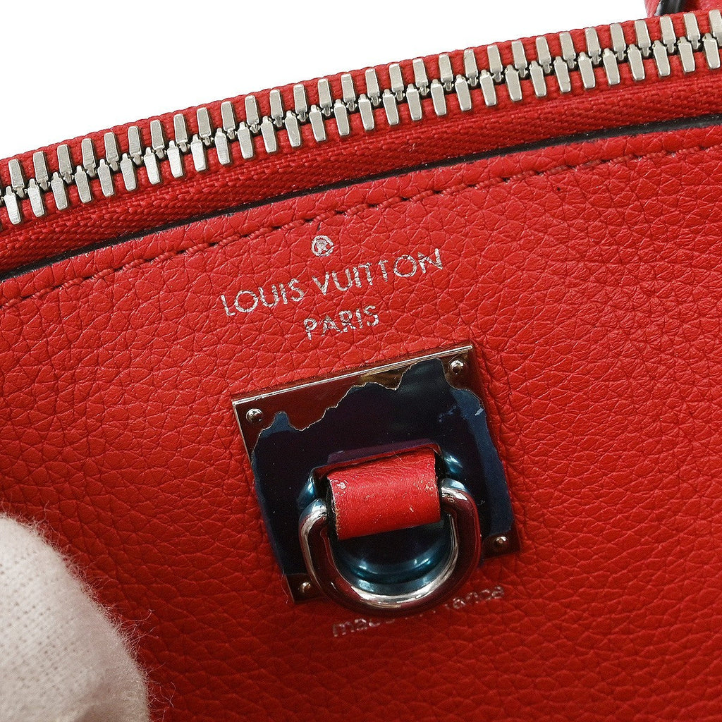 Louis Vuitton City Steamer Handbag Leather Red Leather Tote Bag Bag (Pre-Owned)
