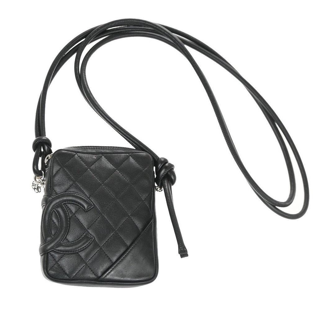 Chanel Cambon Pochette Quilted Leather Black Leather Shoulder Bag Bag (Pre-Owned)