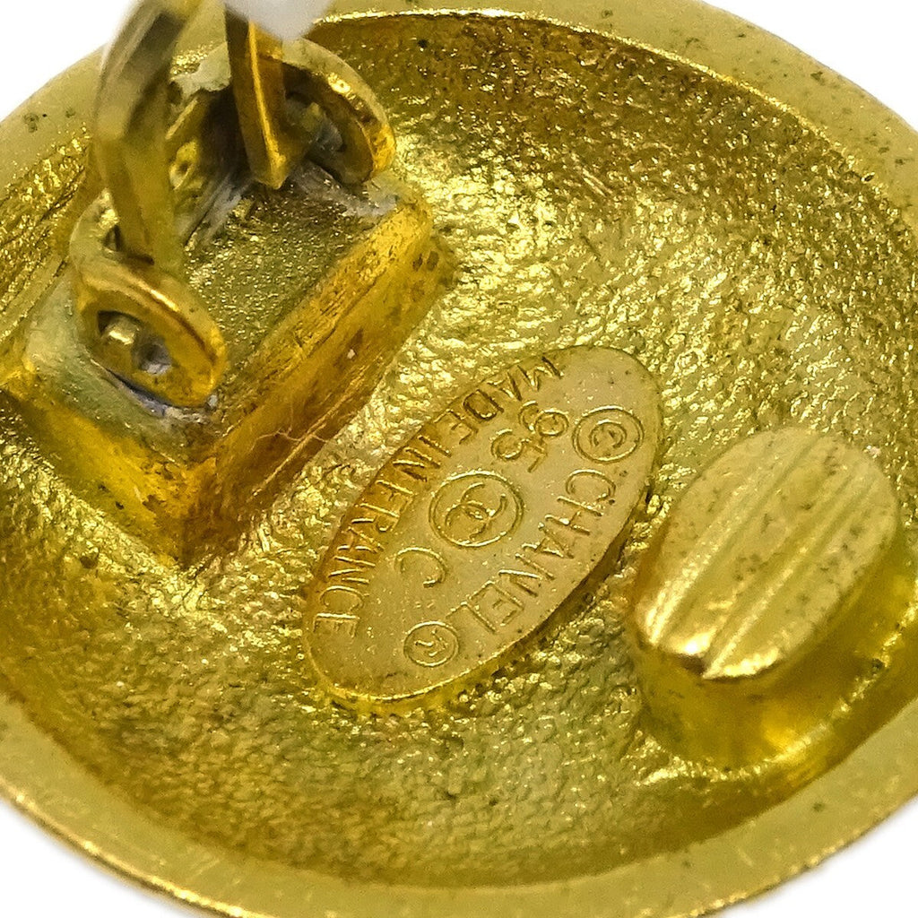 Chanel Vintage Cc Round Clip-On Earrings Metal Gold Gold_Plated Earrings Jewelry (Pre-Owned)