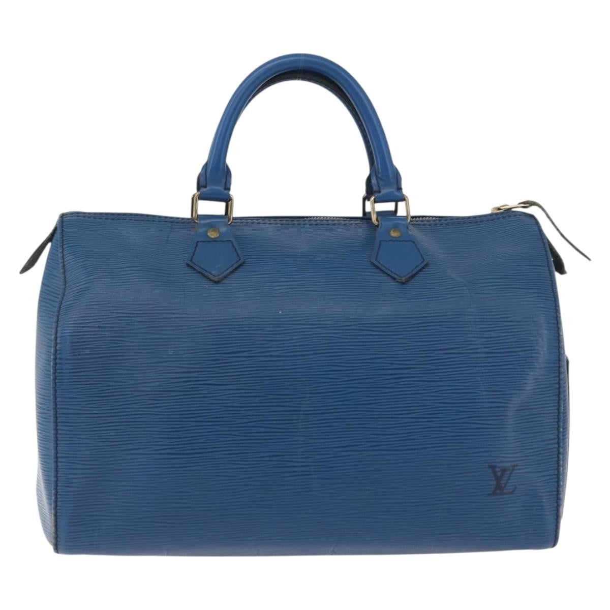 Louis Vuitton Speedy Handbag Epi Leather Blue Leather Handbag (Pre-Owned)
