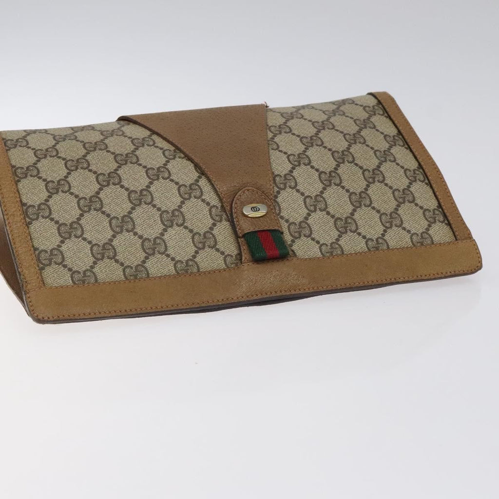 Gucci Sherry Line Pouch Canvas Beige Canvas Clutche & Pouche Bag (Pre-Owned)