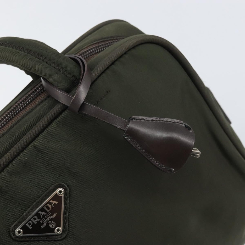 Prada Zip Around Tote Tessuto Khaki Nylon Handbag (Pre-Owned)