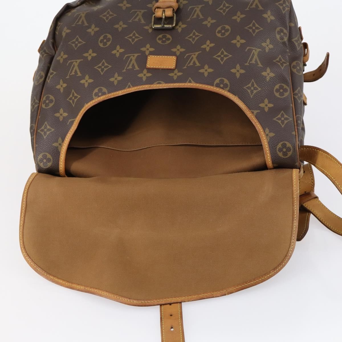 Louis Vuitton Saumur Handbag Monogram Canvas Brown Canvas Shoulder Bag Bag (Pre-Owned)