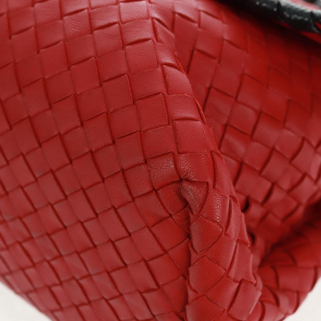 Bottega Veneta Glass Shoulder Bag Intrecciato Nappa With Snakeskin Red Leather Shoulder Bag Bag (Pre-Owned)