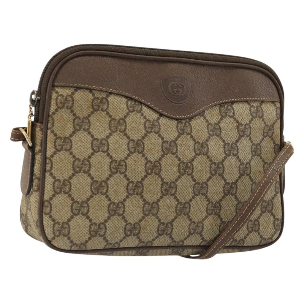 Gucci Gg Supreme Shoulder Bag Canvas Beige Canvas Handbag (Pre-Owned)