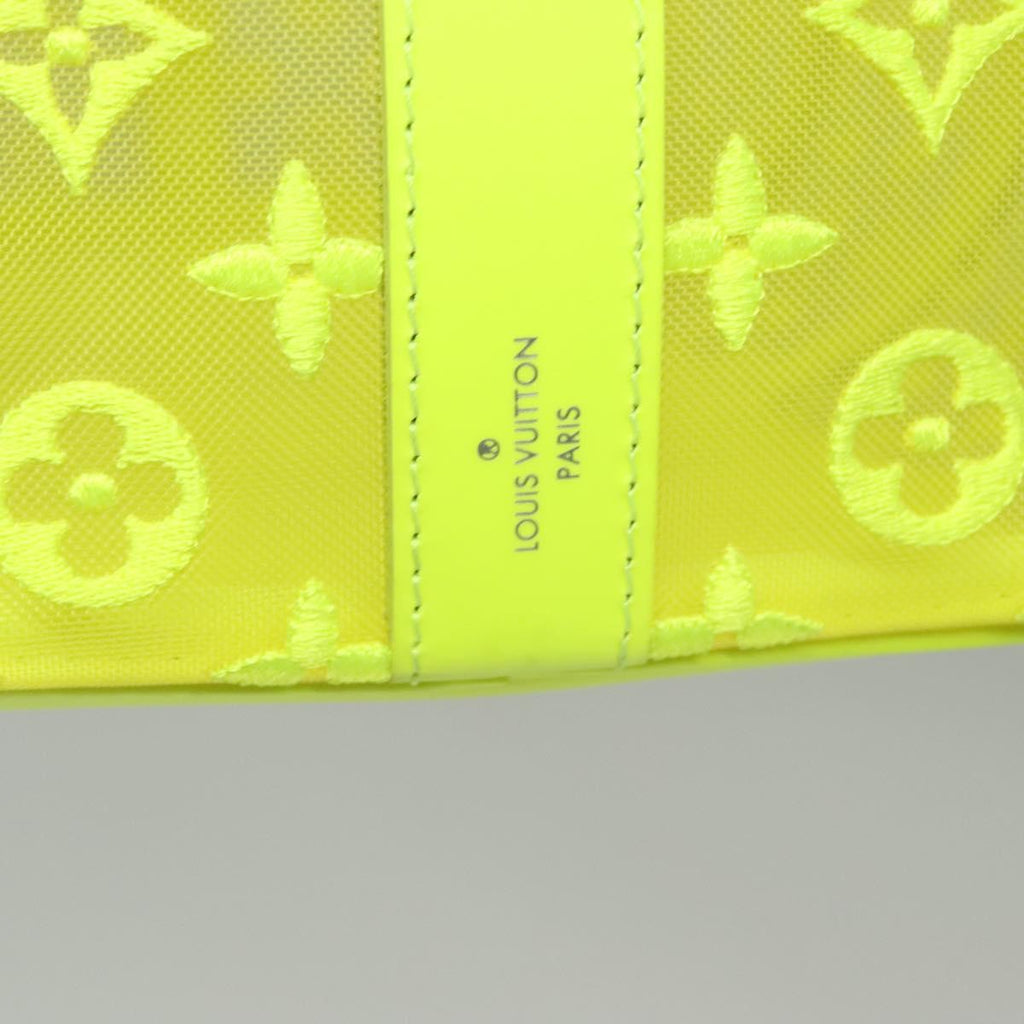 Louis Vuitton Keepall Bandouliere Bag Monogram See Through Mesh Yellow Canvas Travel Bag Bag (Pre-Owned)