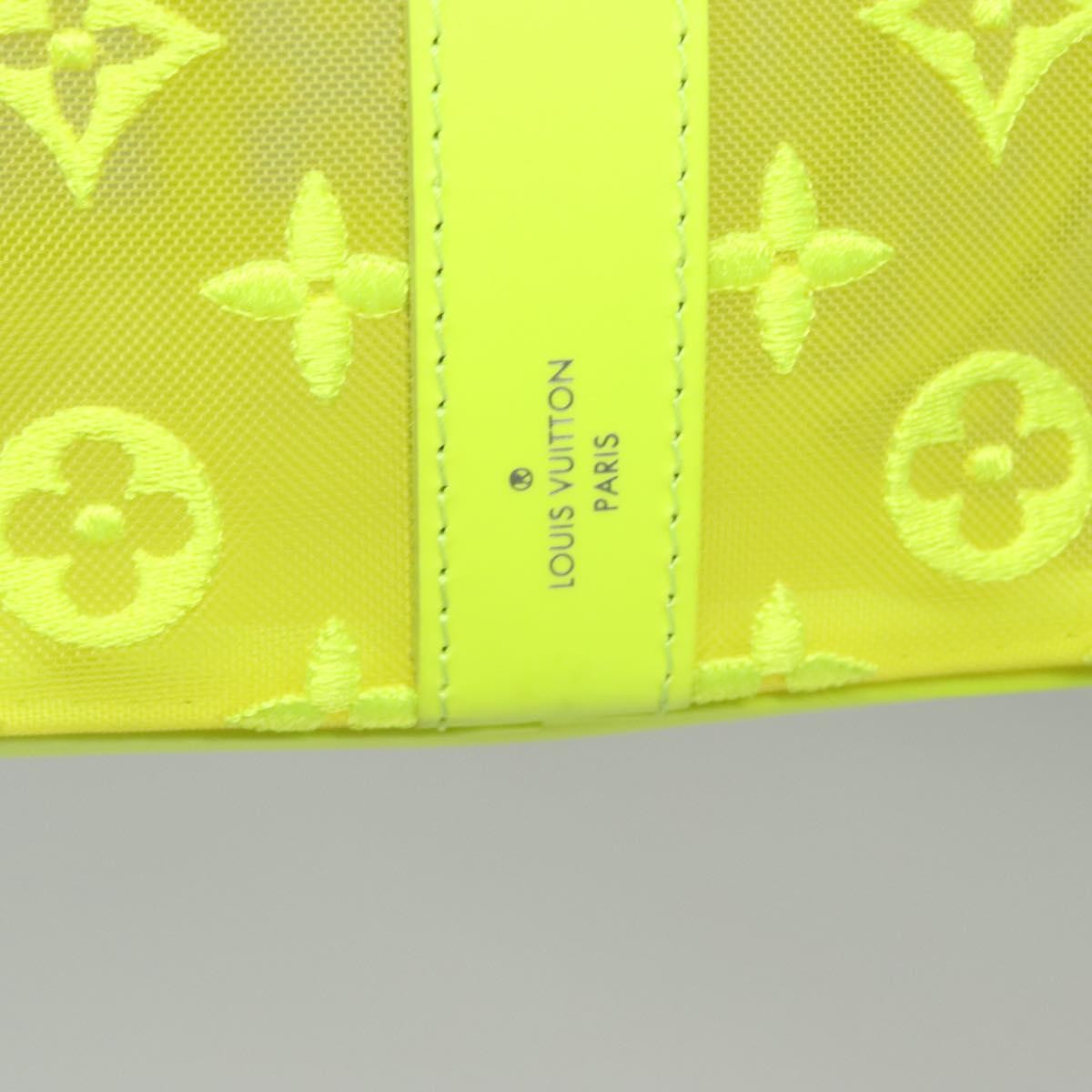Louis Vuitton Keepall Bandouliere Bag Monogram See Through Mesh Yellow Canvas Travel Bag Bag (Pre-Owned)