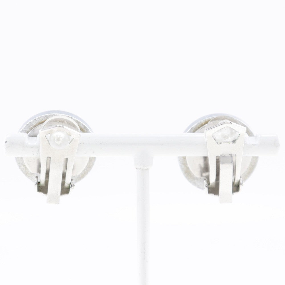 Chanel Cc Round Clip-On Earrings Glitter Resin Silver Plastic Earrings Jewelry (Pre-Owned)