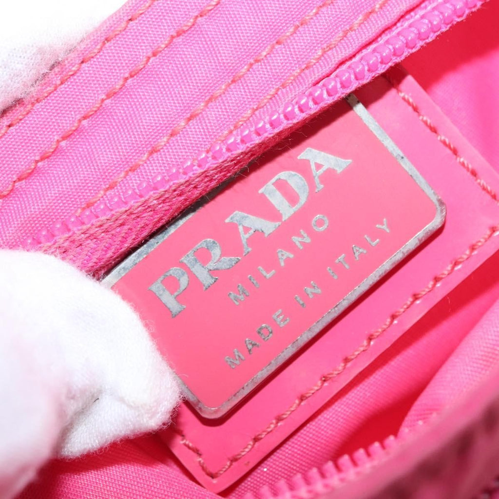 Prada Front Pocket Messenger Bag Re-Nylon With Saffiano Leather Pink Nylon Shoulder Bag Bag (Pre-Owned)