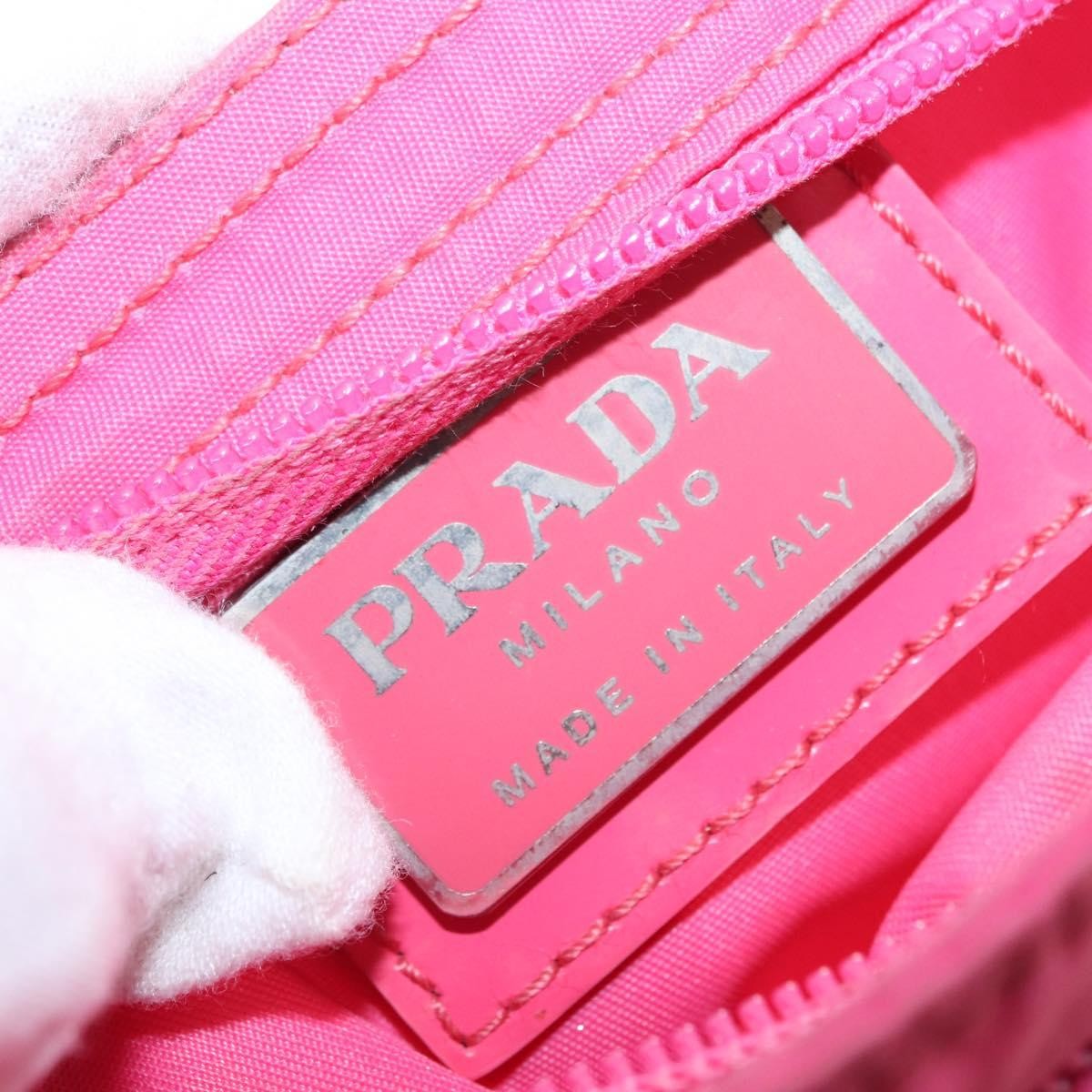 Prada Front Pocket Messenger Bag Re-Nylon With Saffiano Leather Pink Nylon Shoulder Bag Bag (Pre-Owned)