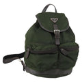 Prada Double Front Pocket Backpack Tessuto Khaki Nylon Backpack Bag (Pre-Owned)