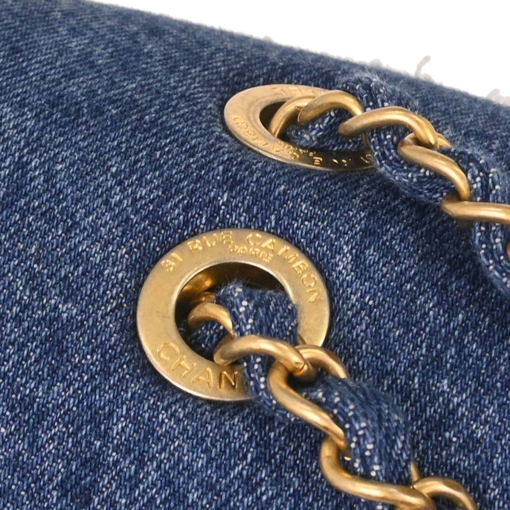 Chanel Egyptian Hieroglyph Flap Bag Denim And Shearling Blue Denim_Jeans Shoulder Bag Bag (Pre-Owned)