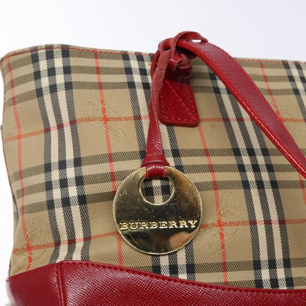 Burberry Nova Check Handbag Nova Check Canvas Beige Canvas Handbag (Pre-Owned)
