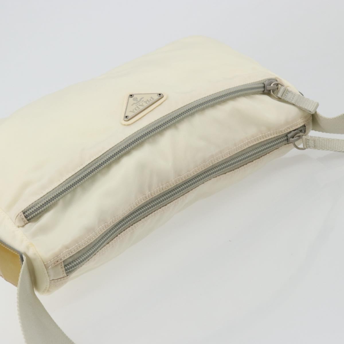 Prada Zip Waist Bag Tessuto White Nylon Shoulder Bag Bag (Pre-Owned)