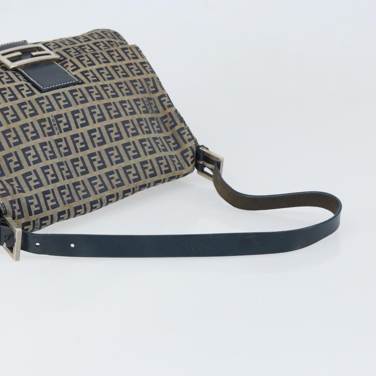 Fendi Mamma Baguette Zucchino Canvas Navy Canvas Shoulder Bag Bag (Pre-Owned)