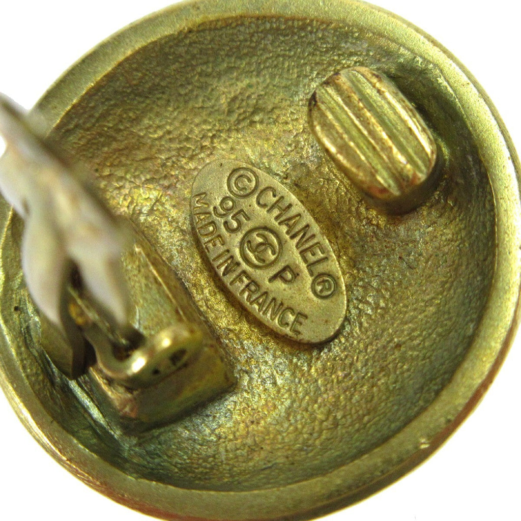 Chanel Cc Button Clip-On Earrings Metal Gold Gold_Plated Earrings Jewelry (Pre-Owned)