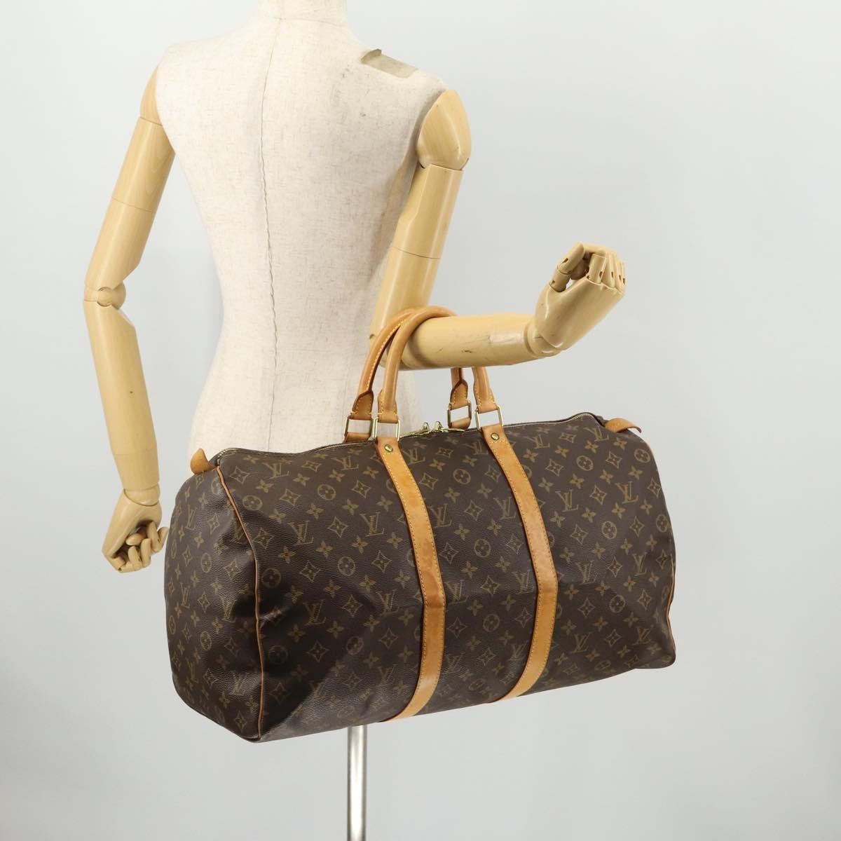 Louis Vuitton Keepall Bag Monogram Canvas Brown Canvas Travel Bag Bag (Pre-Owned)