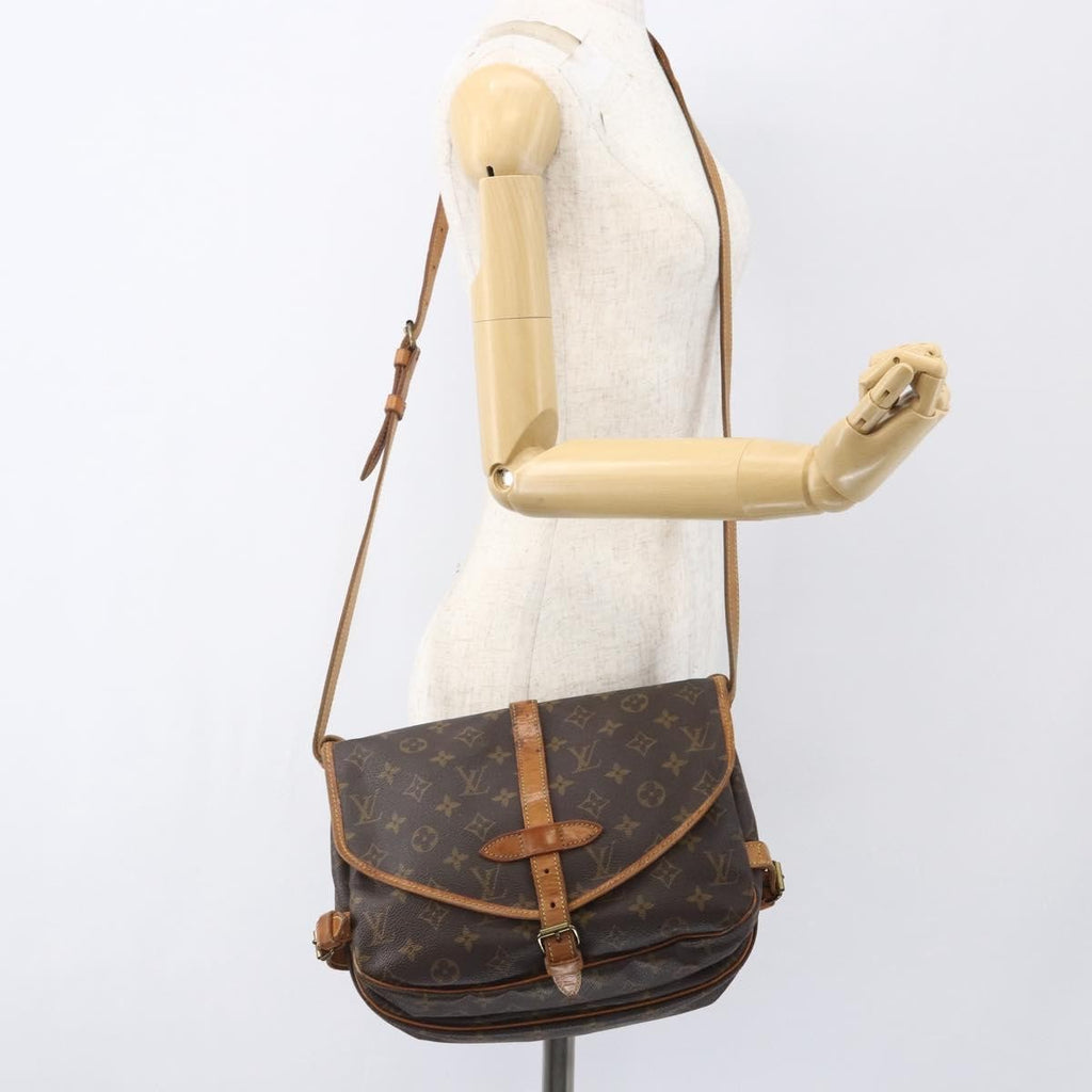 Louis Vuitton Saumur Handbag Monogram Canvas Brown Canvas Shoulder Bag Bag (Pre-Owned)