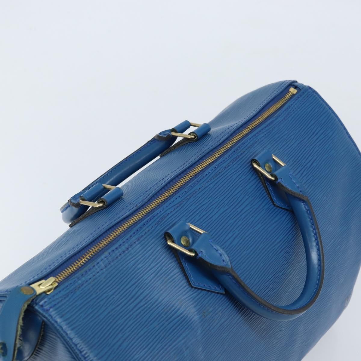 Louis Vuitton Speedy Handbag Epi Leather Blue Leather Handbag (Pre-Owned)
