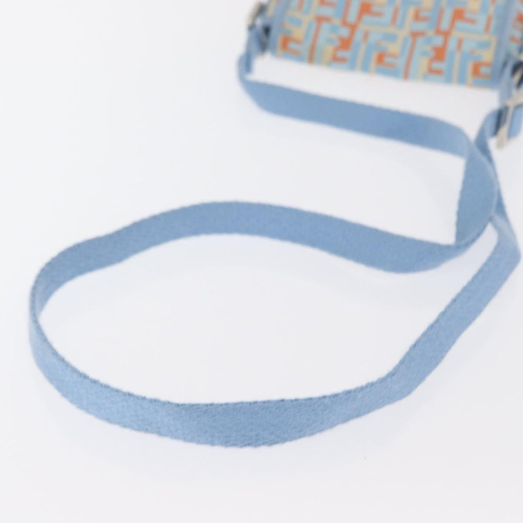 Fendi Logo Zucca Shoulder Bag Zucca Blue Canvas Shoulder Bag Bag (Pre-Owned)