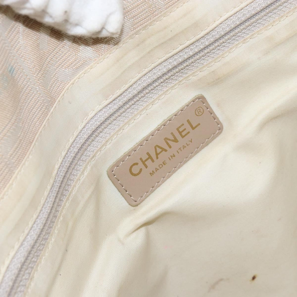 Chanel Travel Line Tote Nylon Beige Nylon Tote Bag Bag (Pre-Owned)