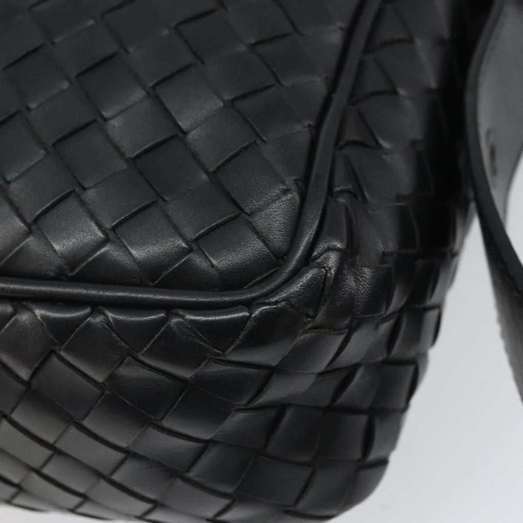 Bottega Veneta Intrecciato Shoulder Bag Leather Black Leather Shoulder Bag Bag (Pre-Owned)