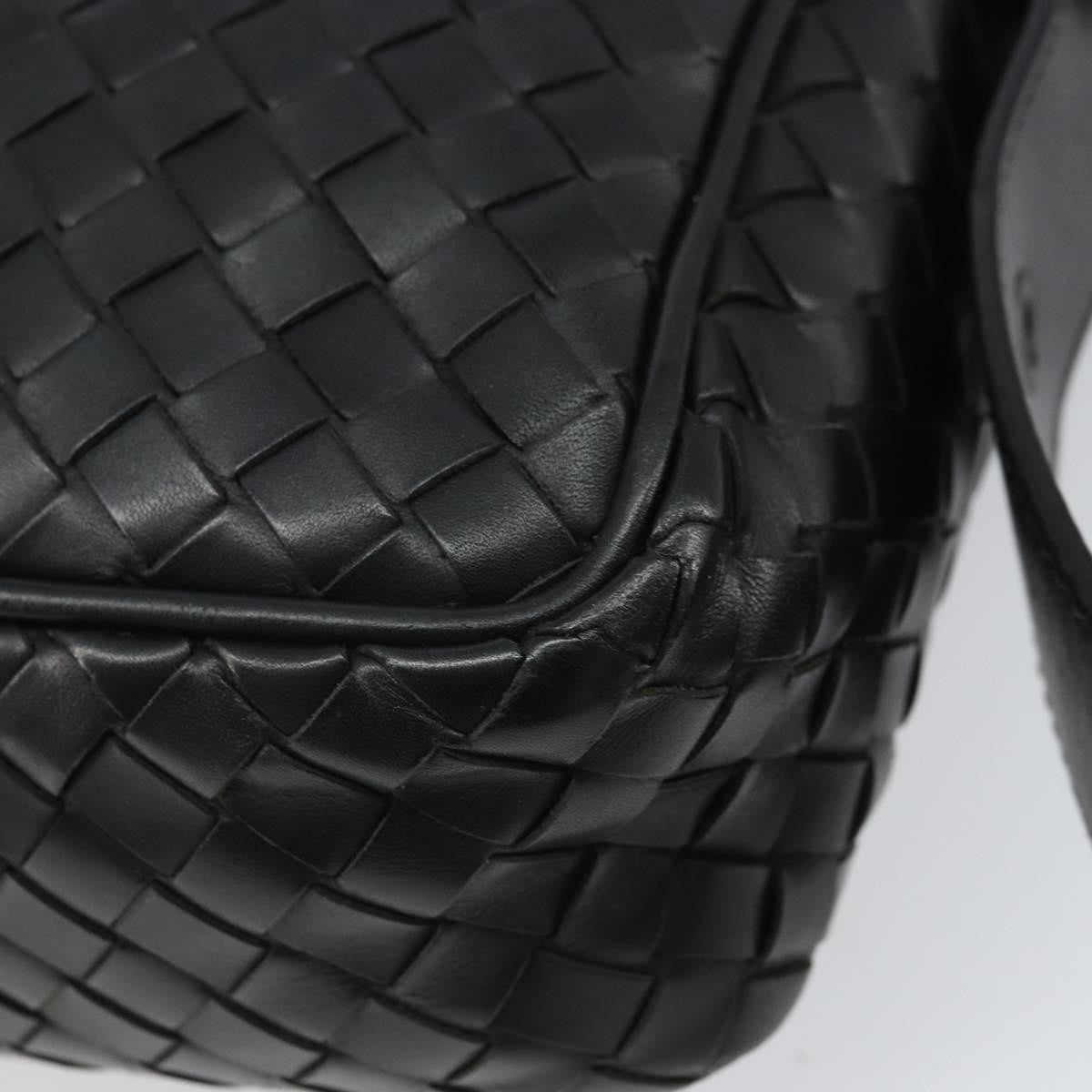 Bottega Veneta Intrecciato Shoulder Bag Leather Black Leather Shoulder Bag Bag (Pre-Owned)