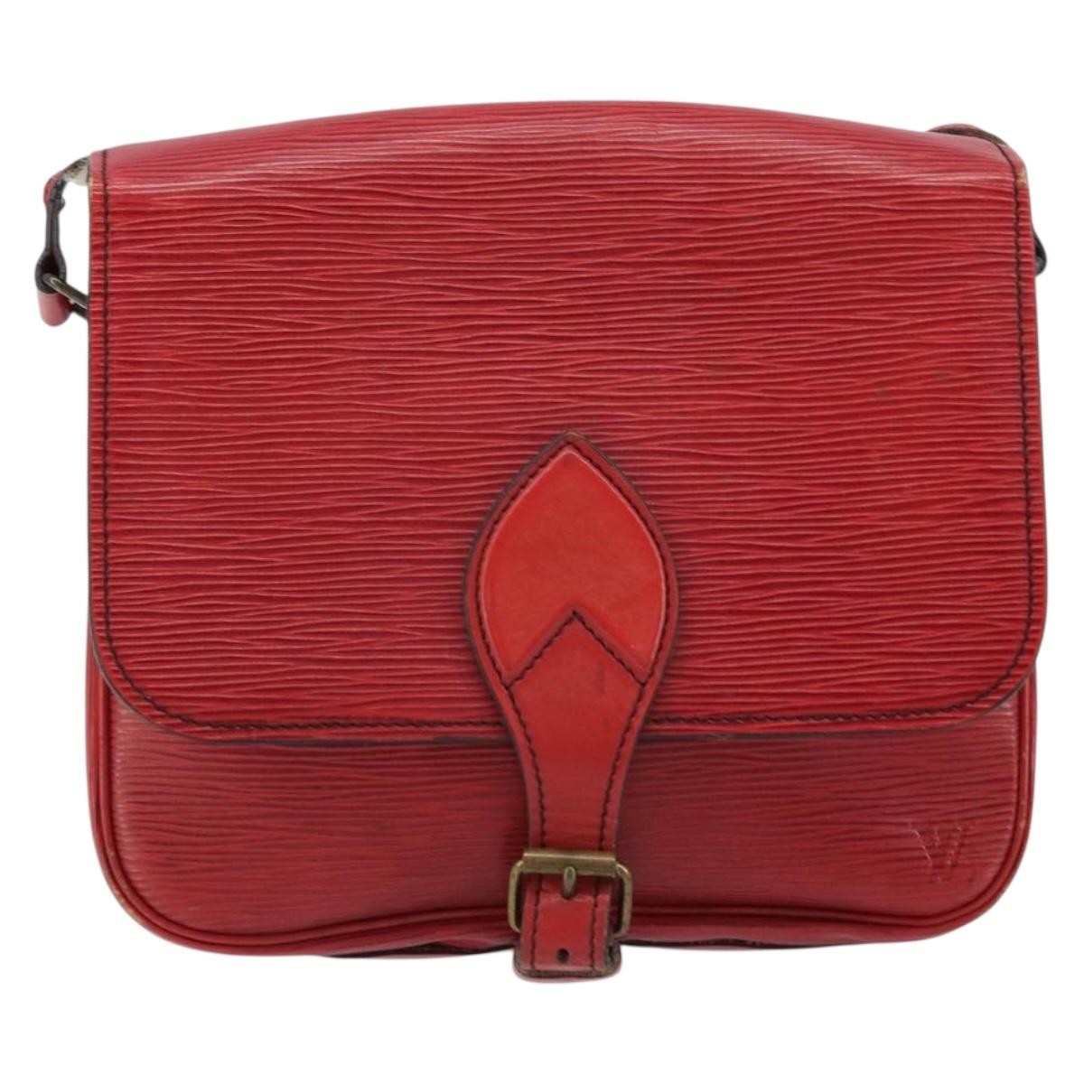 Louis Vuitton Cartouchiere Handbag Epi Leather Red Leather Shoulder Bag Bag (Pre-Owned)
