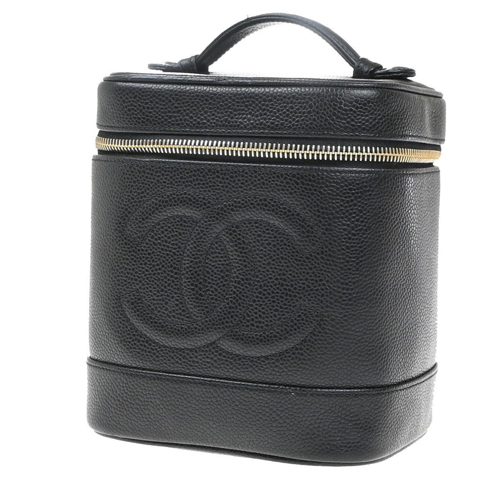 Chanel Vintage Timeless Cosmetic Case Caviar Black Leather Clutche & Pouche Bag (Pre-Owned)