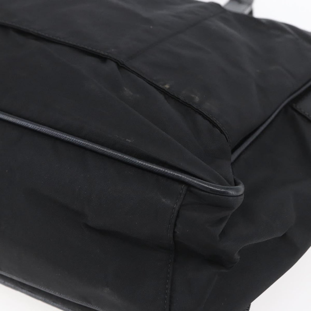 Prada Convertible Front Zip Briefcase Tessuto With Saffiano Leather Black Nylon Briefcase Bag (Pre-Owned)
