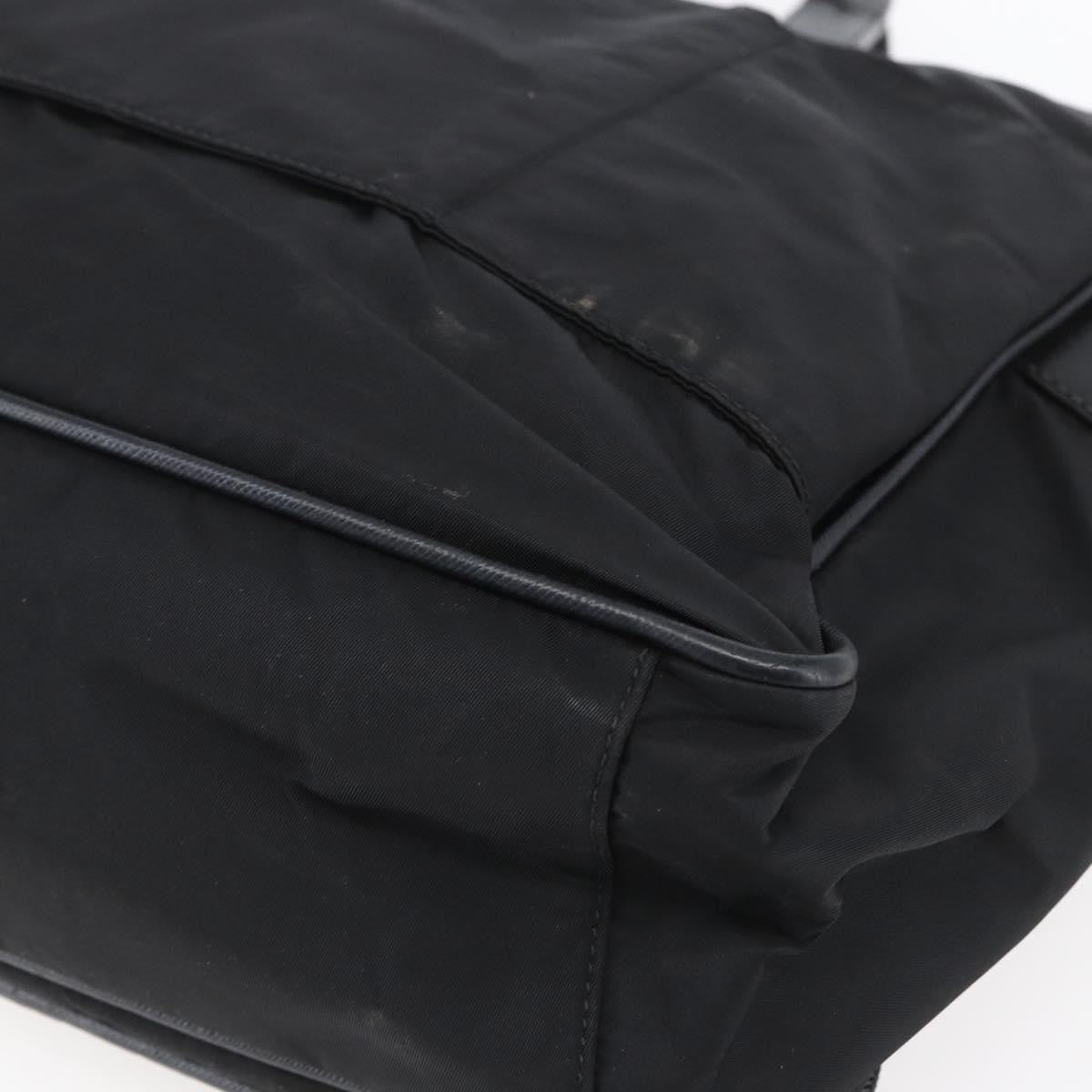 Prada Convertible Front Zip Briefcase Tessuto With Saffiano Leather Black Nylon Briefcase Bag (Pre-Owned)