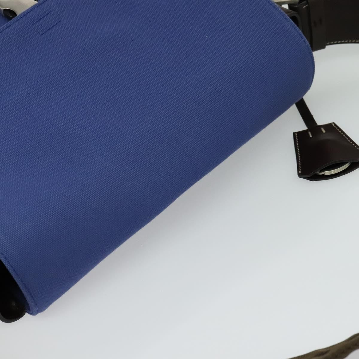 Prada Impunturato Buckle Flap Messenger Bag Canvas Blue Canvas Shoulder Bag Bag (Pre-Owned)
