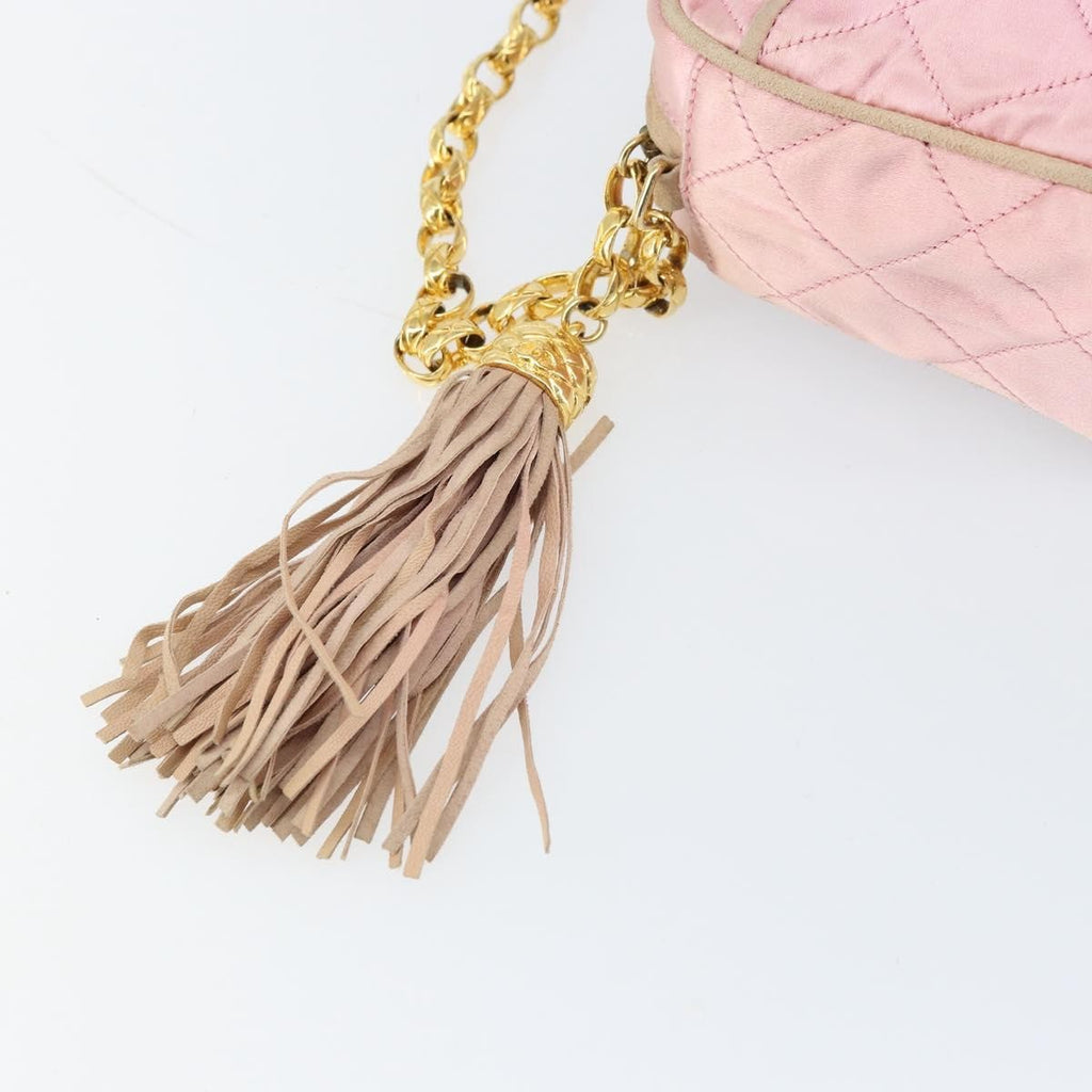 Chanel Vintage Camera Tassel Bag Satin Pink Satin Shoulder Bag Bag (Pre-Owned)