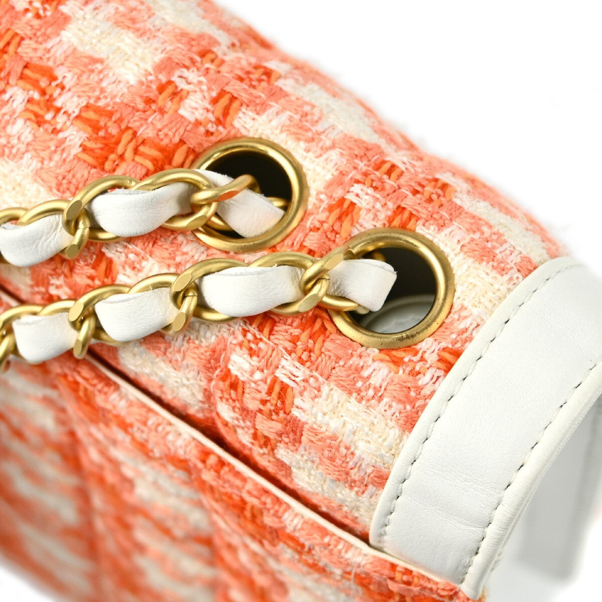 Chanel Vintage Chocolate Bar Cc Flap Bag Quilted Tweed Orange Tweed Clutche & Pouche Bag (Pre-Owned)