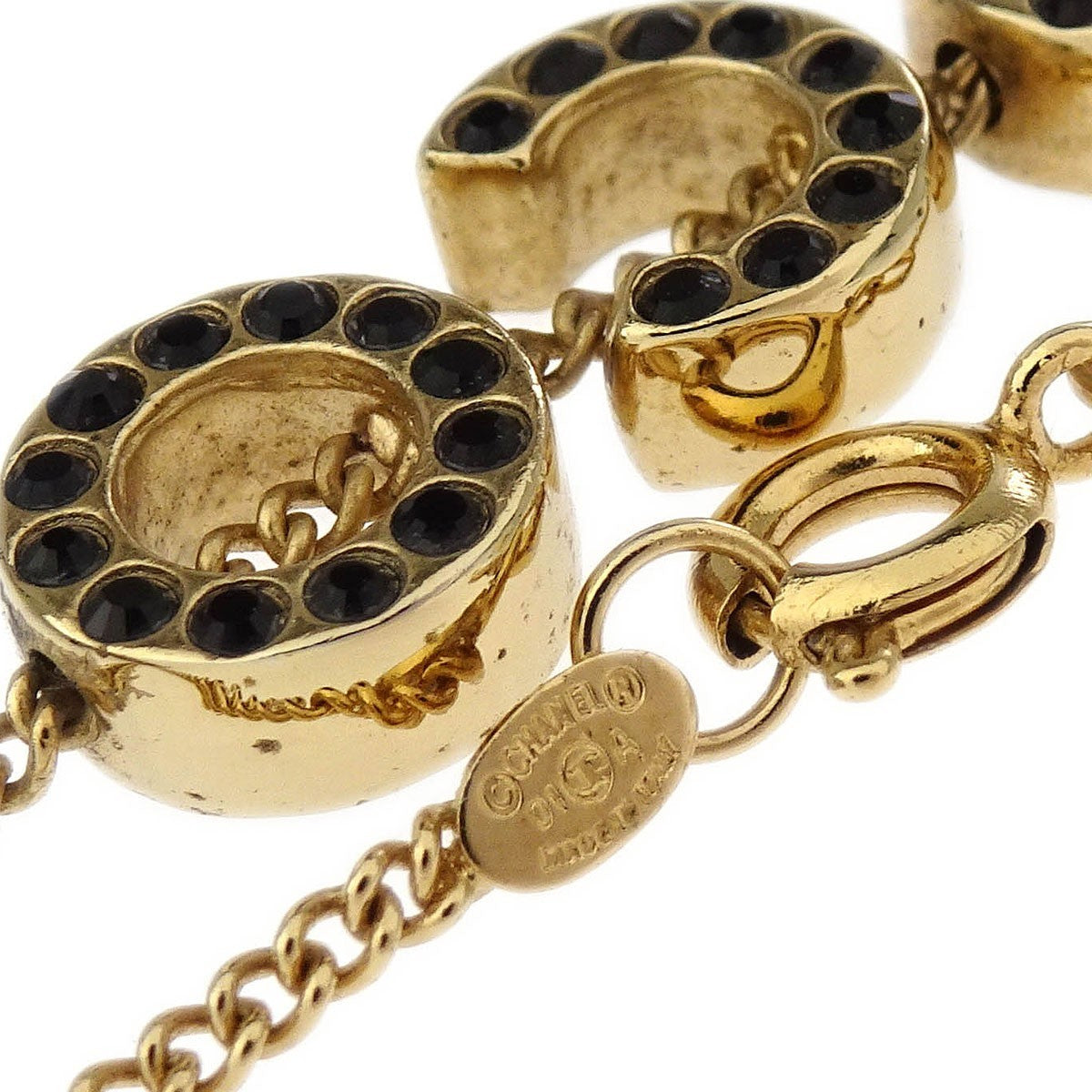 Chanel Cc Charm Bracelet Metal With Crystal Gold Gold_Plated Bracelet Jewelry (Pre-Owned)