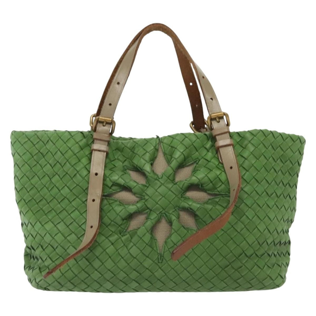 Bottega Veneta Intrecciato Leather Green Leather Handbag (Pre-Owned)