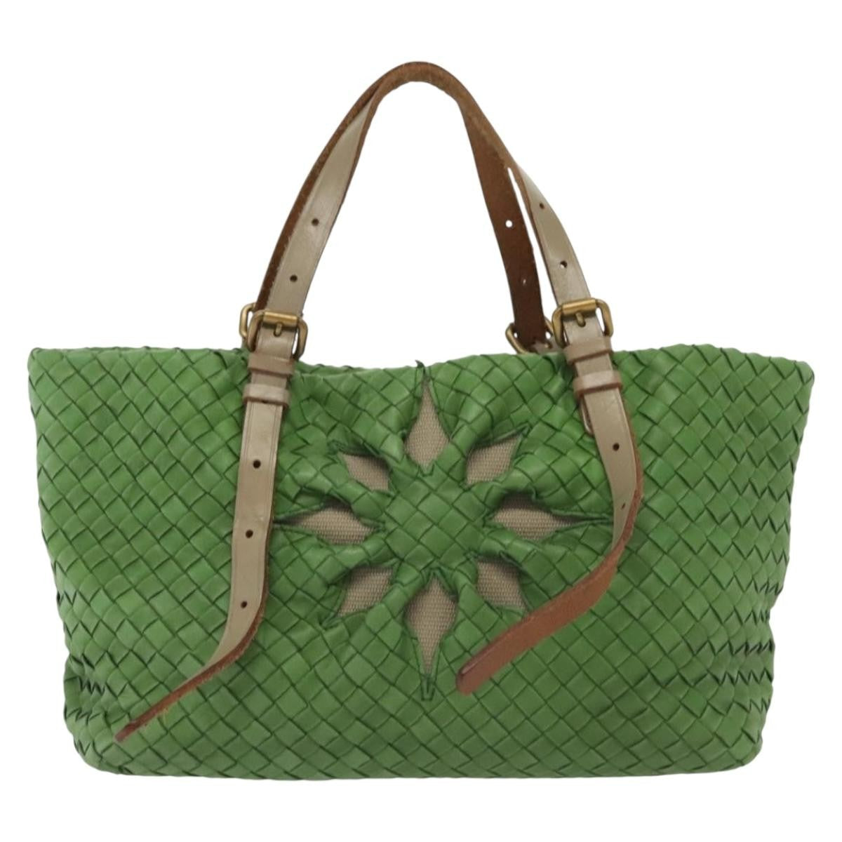 Bottega Veneta Intrecciato Leather Green Leather Handbag (Pre-Owned)