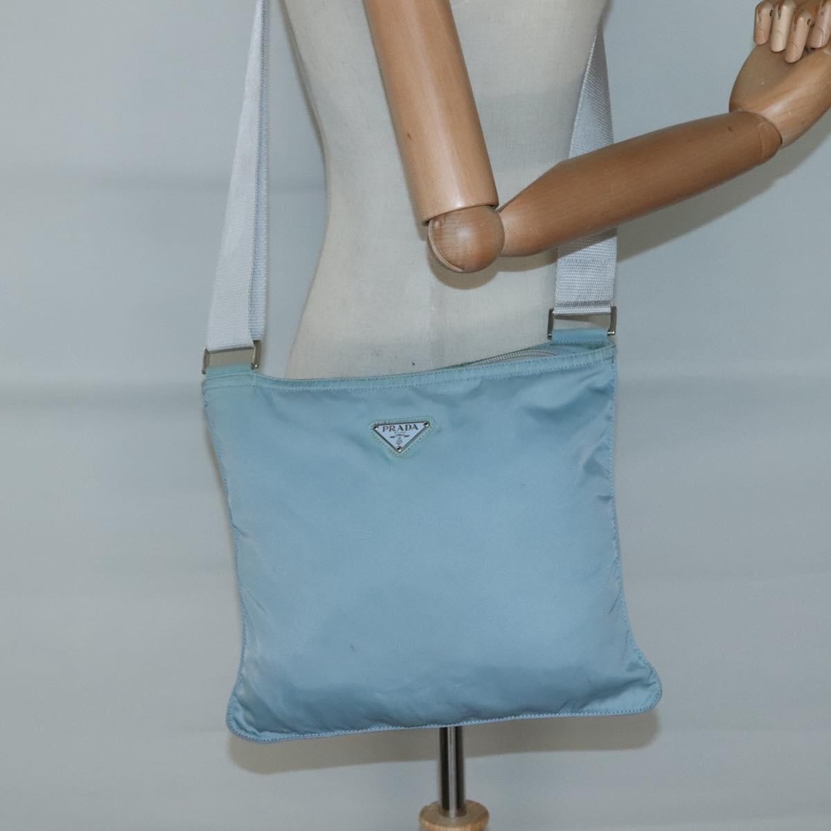 Prada Flat Messenger Bag Tessuto Blue Nylon Shoulder Bag Bag (Pre-Owned)