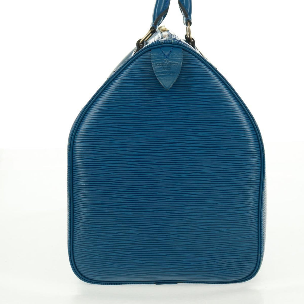 Louis Vuitton Speedy Handbag Epi Leather Blue Leather Handbag (Pre-Owned)