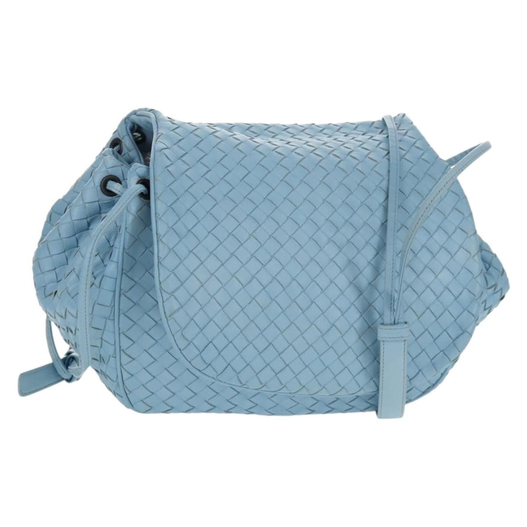 Bottega Veneta Intrecciato Shoulder Bag Leather Blue Leather Shoulder Bag Bag (Pre-Owned)