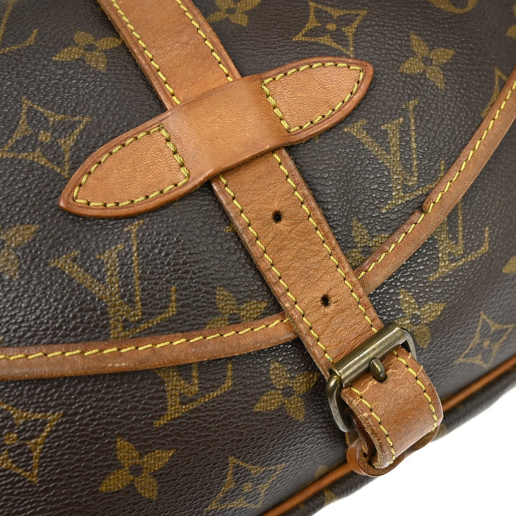 Louis Vuitton Saumur Handbag Monogram Canvas Brown Canvas Shoulder Bag Bag (Pre-Owned)