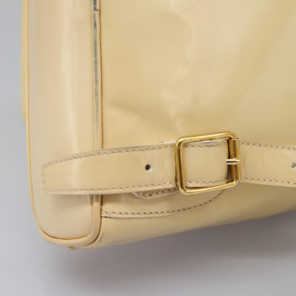 Gucci Vintage Bamboo Backpack Patent Beige Patent_Leather Backpack Bag (Pre-Owned)