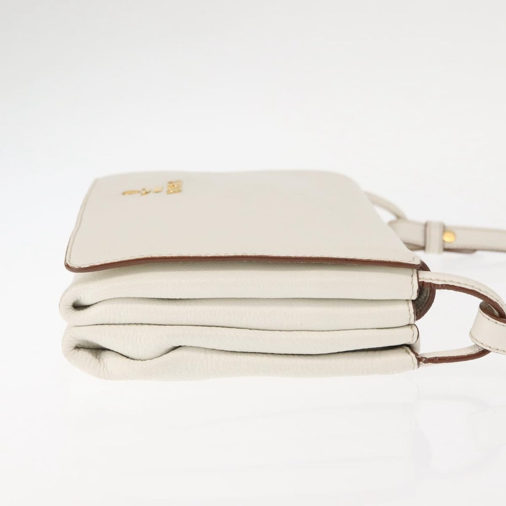 Prada Flap Crossbody Bag Vitello Daino White Leather Shoulder Bag Bag (Pre-Owned)
