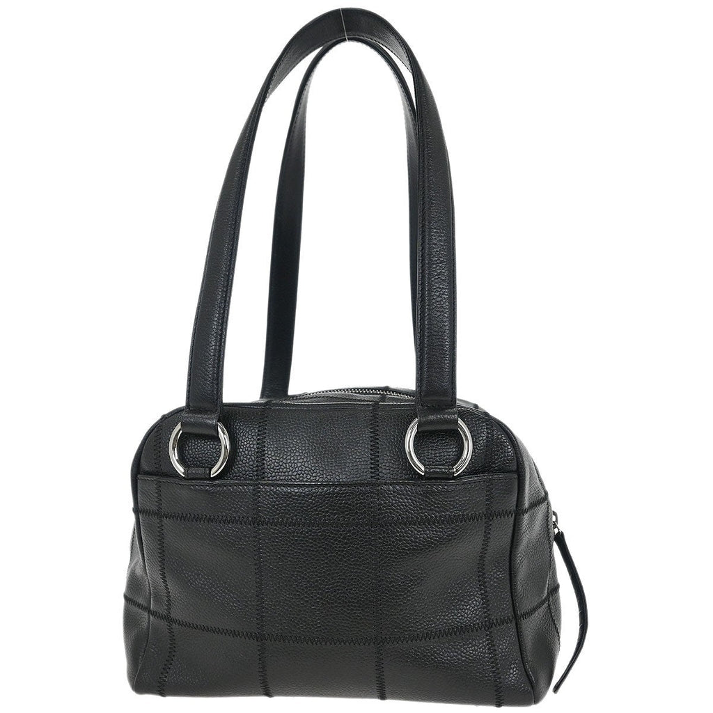 Chanel Square Stitch Bowler Bag Quilted Caviar Black Leather Shoulder Bag Bag (Pre-Owned)