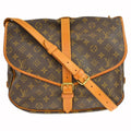 Louis Vuitton Saumur Handbag Monogram Canvas Brown Canvas Shoulder Bag Bag (Pre-Owned)